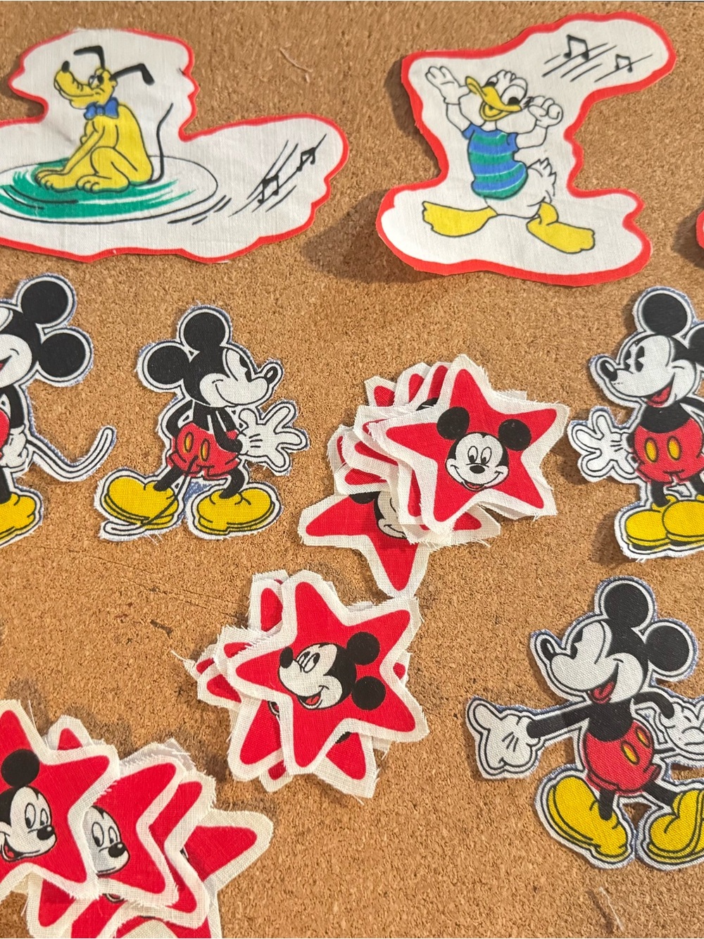 Vintage Disney Mickey Donald Pluto Iron-On Fabric Cutout Patches Lot 30+ pcs